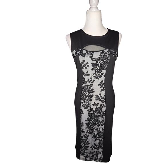 Almost famous Black Lace front Bodycon Sleeveless  Dress Size Large - Picture 1 of 4
